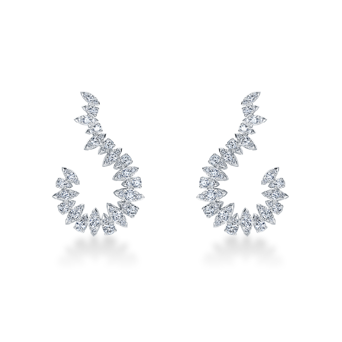 2.11 ctw. Aerial Twisted Sunburst Earrings in 18K White Gold