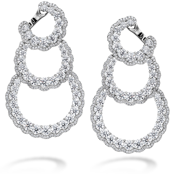 13.84 ctw. Aurora Triple Tier Hoop Earrings in 18K White Gold