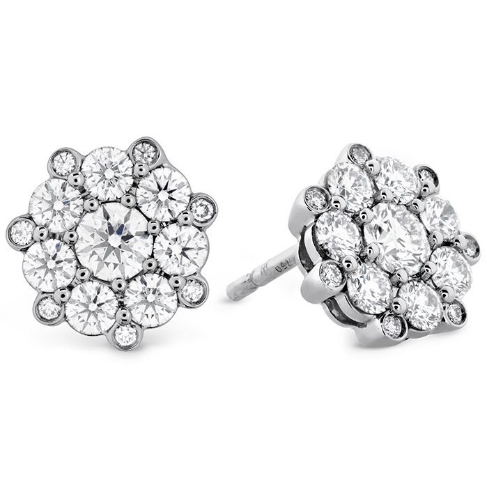 1.1 ctw. Beloved Cluster Diamond Stud Earrings in 18K White Gold