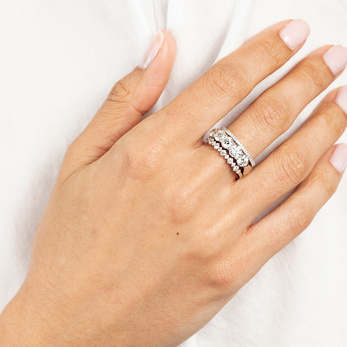 1.5 ctw. Five-Stone Wedding Band in 18K White Gold-3