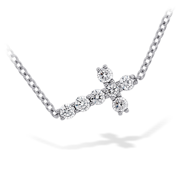 0.2 ctw. Charmed Horizontal Diamond Cross Necklace in 18K Yellow Gold