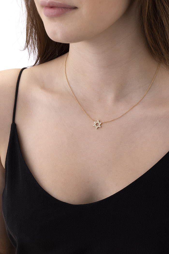 0.17 ctw. Charmed Star of David Pendant in 18K Yellow Gold