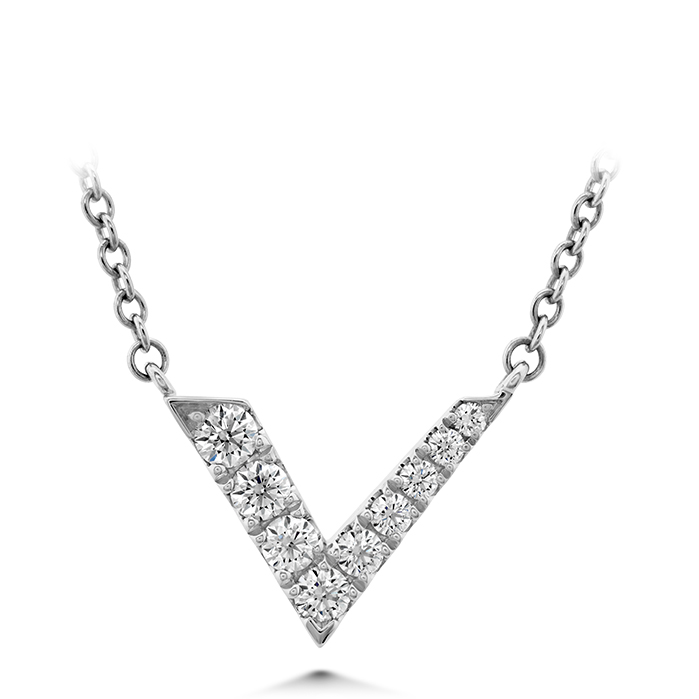 0.19 ctw. Charmed V Pendant in 18K White Gold