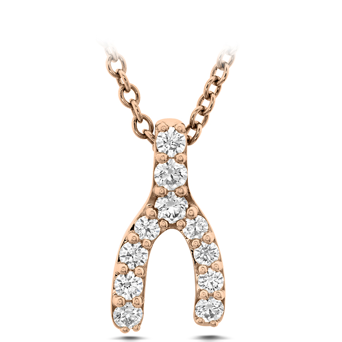 Charmed Wishbone Pendant in 18K Rose Gold