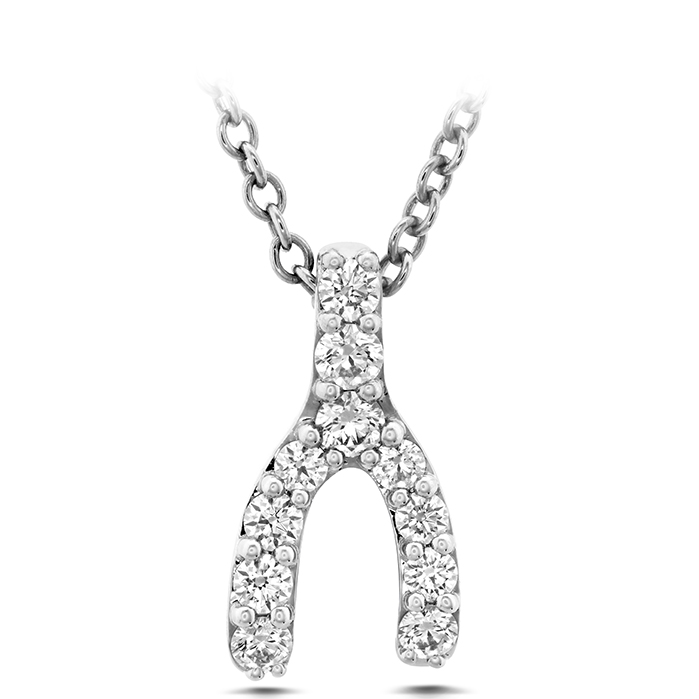 Charmed Wishbone Pendant in 18K Rose Gold