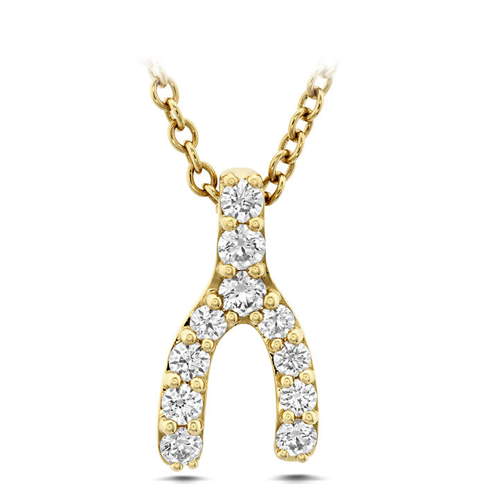 0.17 ctw. Charmed Wishbone Pendant in 18K Yellow Gold