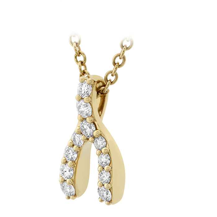 0.17 ctw. Charmed Wishbone Pendant in 18K Yellow Gold