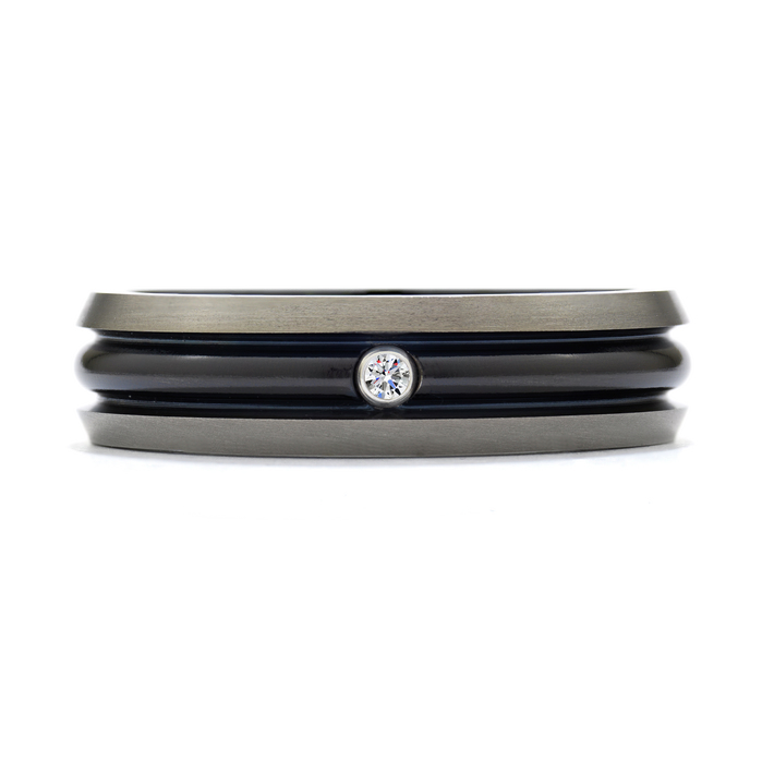 0.05 ctw. Commanding Black Titanium Dome Bevel Band in Titanium 0.05 ctw. Commanding Black Titanium Dome Bevel Band in Titanium