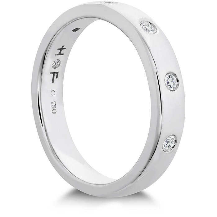 0.1 ctw. Coupled Multi Diamond Round Burnish B and 4mm in 18K White Gold