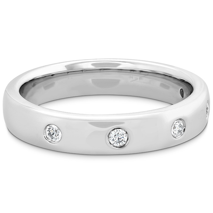 0.1 ctw. Coupled Multi Diamond Round Burnish B and 4mm in 18K White Gold