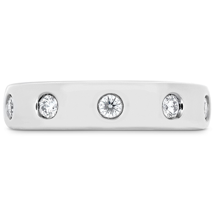 0.31 ctw. Coupled Multi Diamond Round Burnish Band 6mm in 18K White Gold