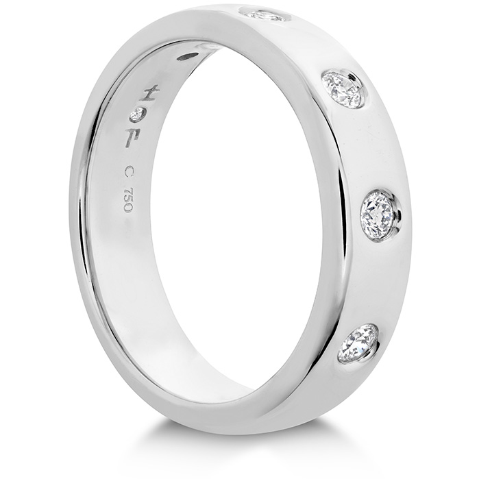 0.31 ctw. Coupled Multi Diamond Round Burnish Band 6mm in 18K White Gold