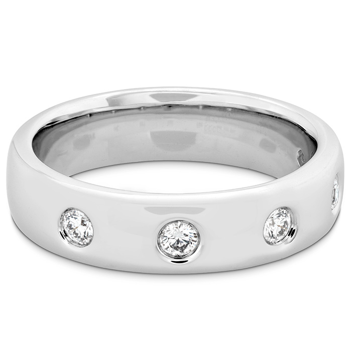 0.31 ctw. Coupled Multi Diamond Round Burnish Band 6mm in 18K White Gold