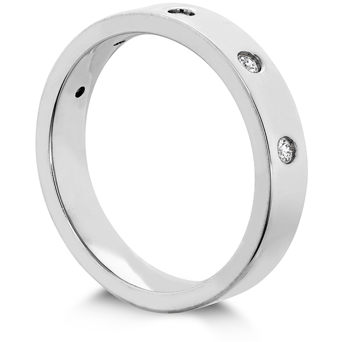 0.09 ctw. Coupled Multi Diamond Flat Burnish Band 4mm in 18K Rose Gold