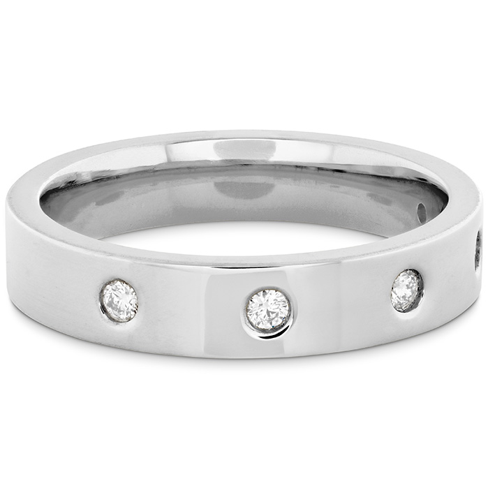 0.09 ctw. Coupled Multi Diamond Flat Burnish Band 4mm in 18K Rose Gold