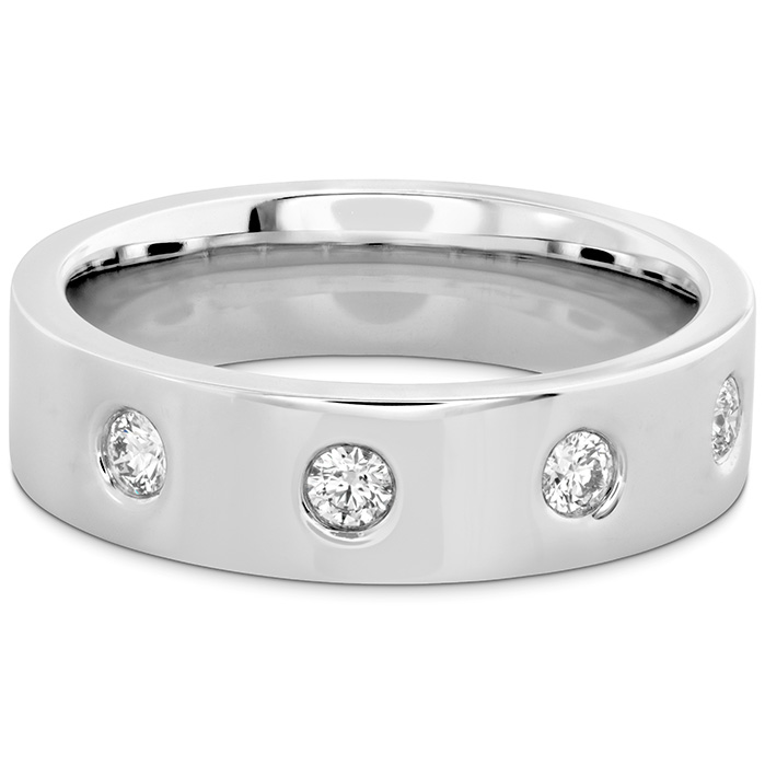 0.31 ctw. Coupled Multi Diamond Flat Burnish Band 6mm in Platinum