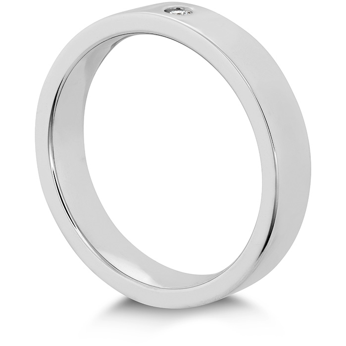 0.03 ctw. Coupled Single Diamond Flat Burnish Band 4mm in Platinum