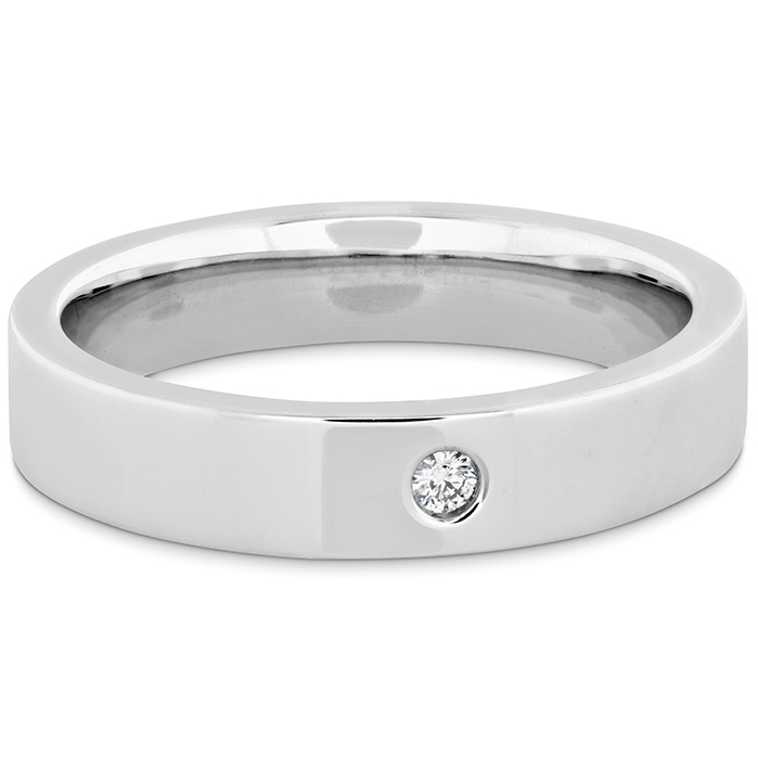 0.03 ctw. Coupled Single Diamond Flat Burnish Band 4mm in Platinum