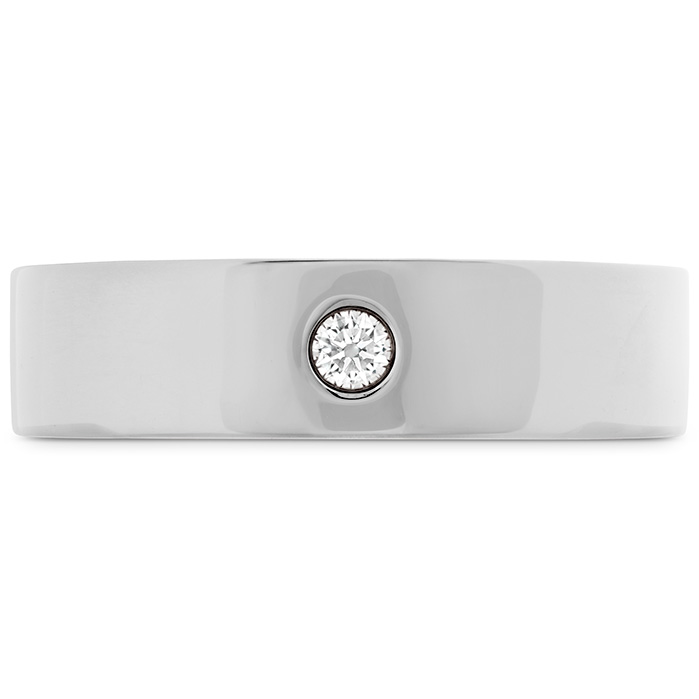 0.06 ctw. Coupled Single Diamond Flat Burnish Band 6mm in 18K Yellow Gold