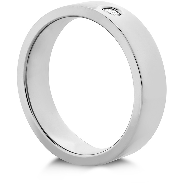 0.06 ctw. Coupled Single Diamond Flat Burnish Band 6mm in 18K Yellow Gold