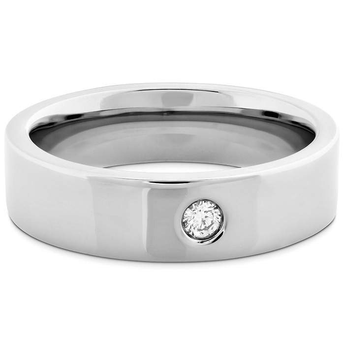 0.06 ctw. Coupled Single Diamond Flat Burnish Band 6mm in 18K Yellow Gold