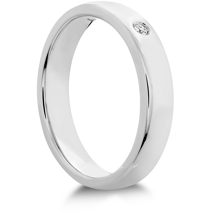 0.02 ctw. Coupled Single Diamond Round Burnish Band 4mm in Platinum