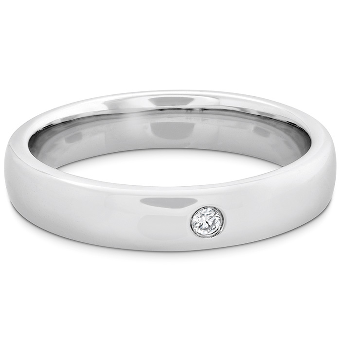 0.02 ctw. Coupled Single Diamond Round Burnish Band 4mm in Platinum