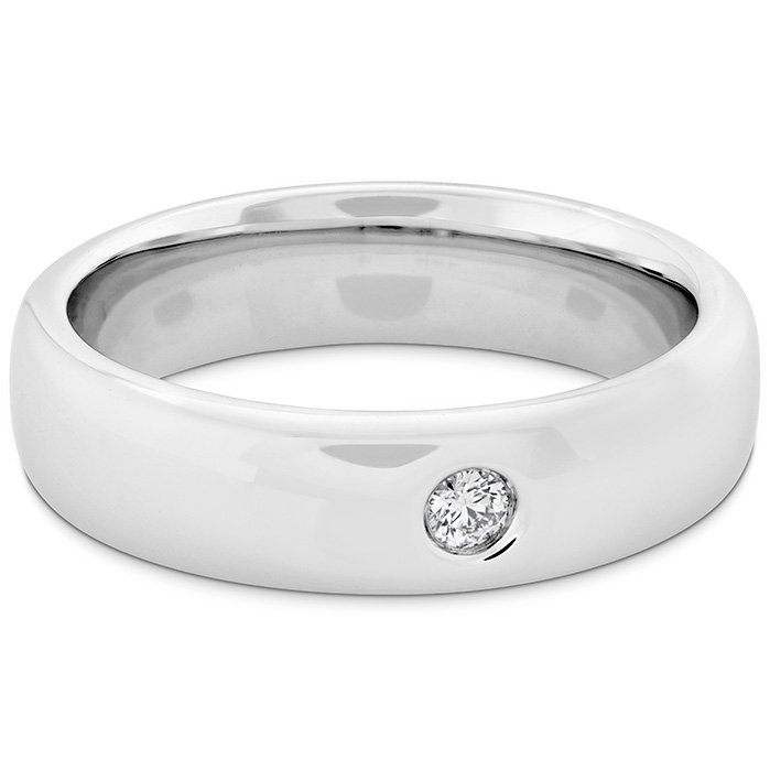 0.06 ctw. Coupled Single Diamond Round Burnish Band 6mm in Platinum