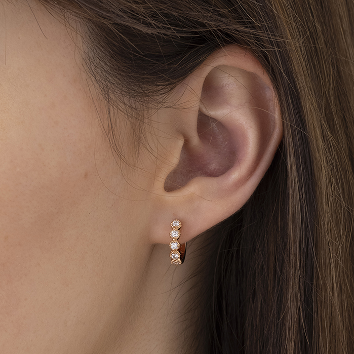 0.34 ctw. Diamond Bar Huggies in 18K Yellow Gold