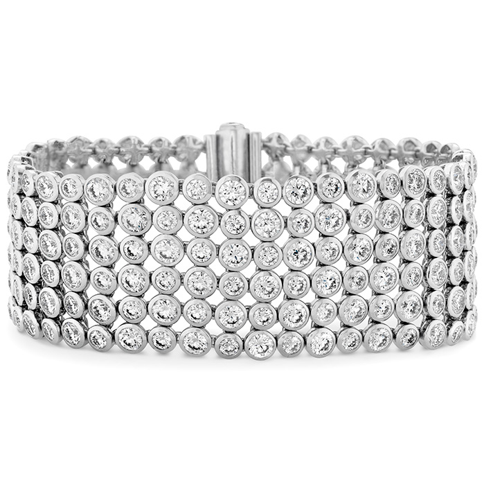 32.3 ctw. HOF 6 Row Bezel Diamond Bracelet in 18K White Gold