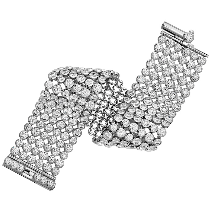 32.3 ctw. HOF 6 Row Bezel Diamond Bracelet in 18K White Gold