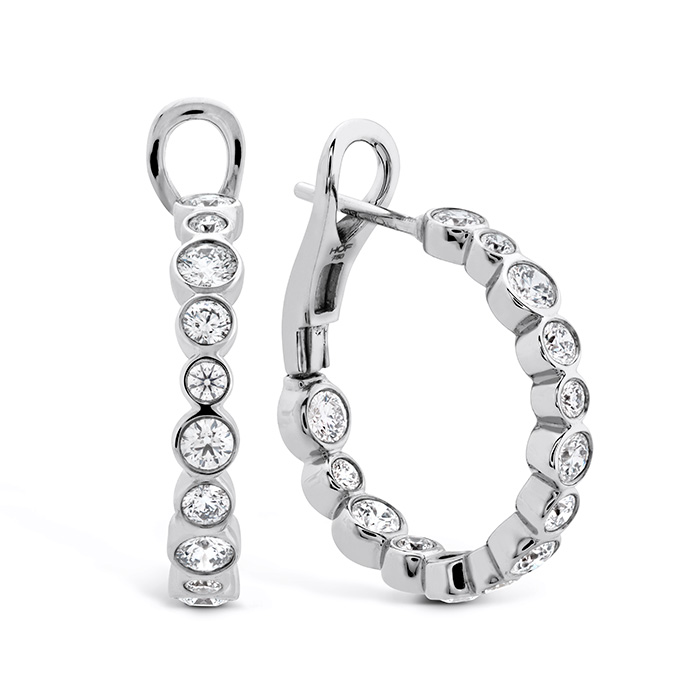 2.4 ctw. HOF Large Bezel Diamond Hoops in 18K White Gold