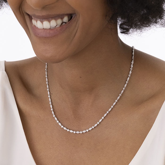 2.69 ctw. HOF Bezel Regal Line Necklace in 18K White Gold