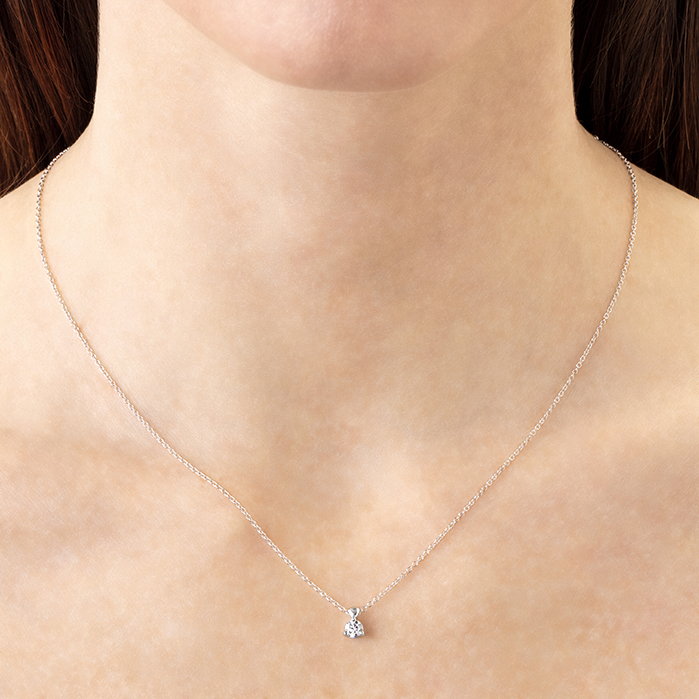 0.25 ctw. HOF Classic 3 Prong Solitaire Pendant in 18K White Gold-2