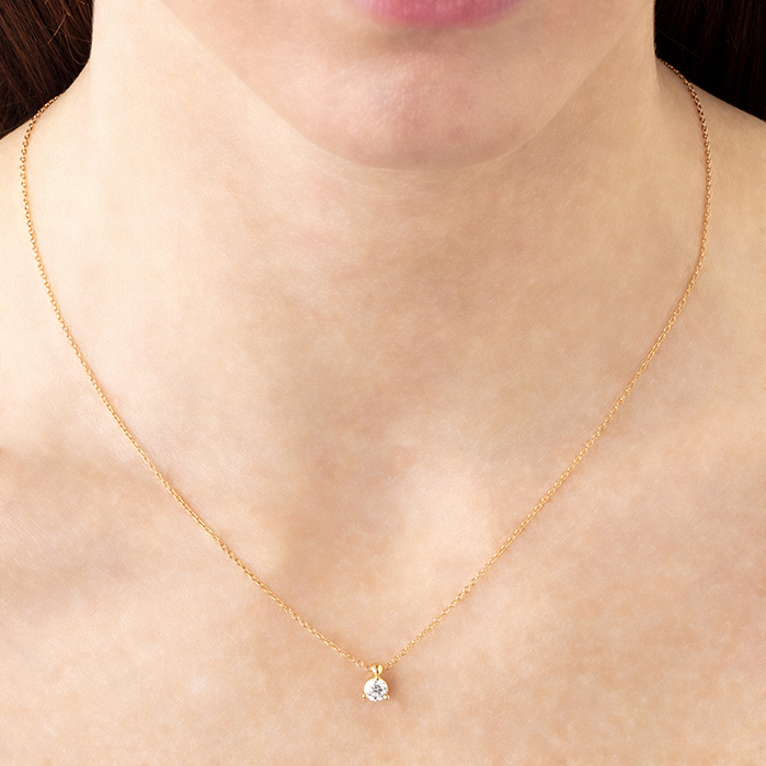 0.33 ctw. HOF Classic 3 Prong Solitaire Pendant in 18K White Gold-2