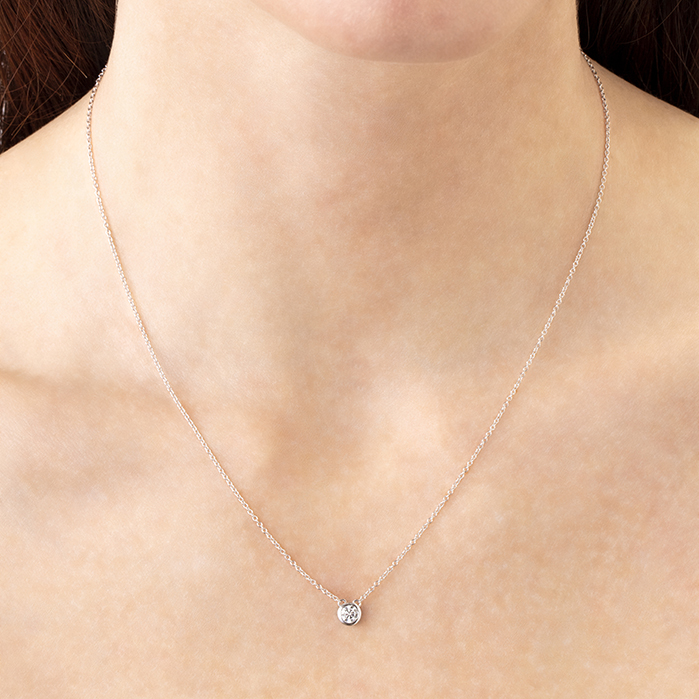 0.25 ctw. HOF Classic Bezel Solitaire Pendant in 18K White Gold