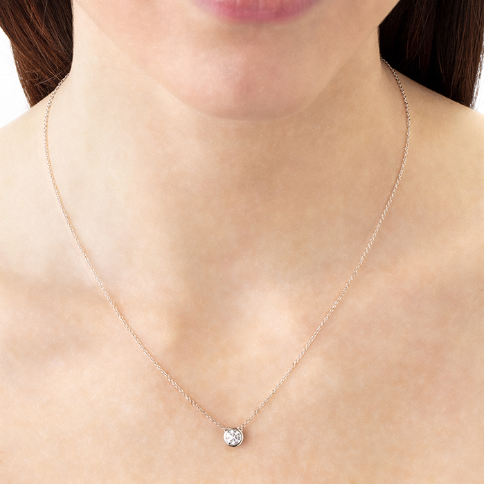 0.5 ctw. HOF Classic Bezel Solitaire Pendant in 18K White Gold