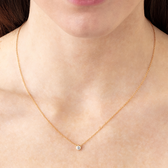 0.1 ctw. HOF Classic Bezel Solitaire Pendant in 18K Yellow Gold