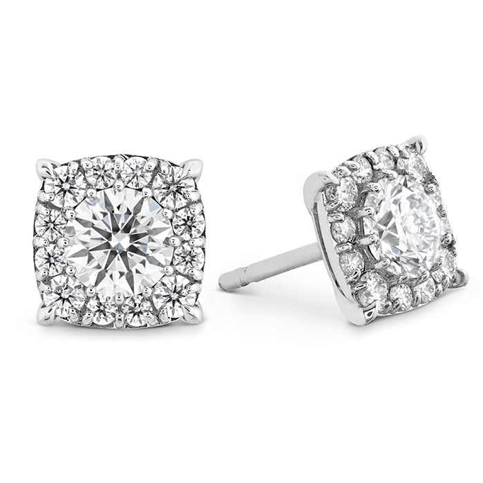 0.47 ctw. HOF Custom Halo Diamond Stud Earrings in 18K White Gold