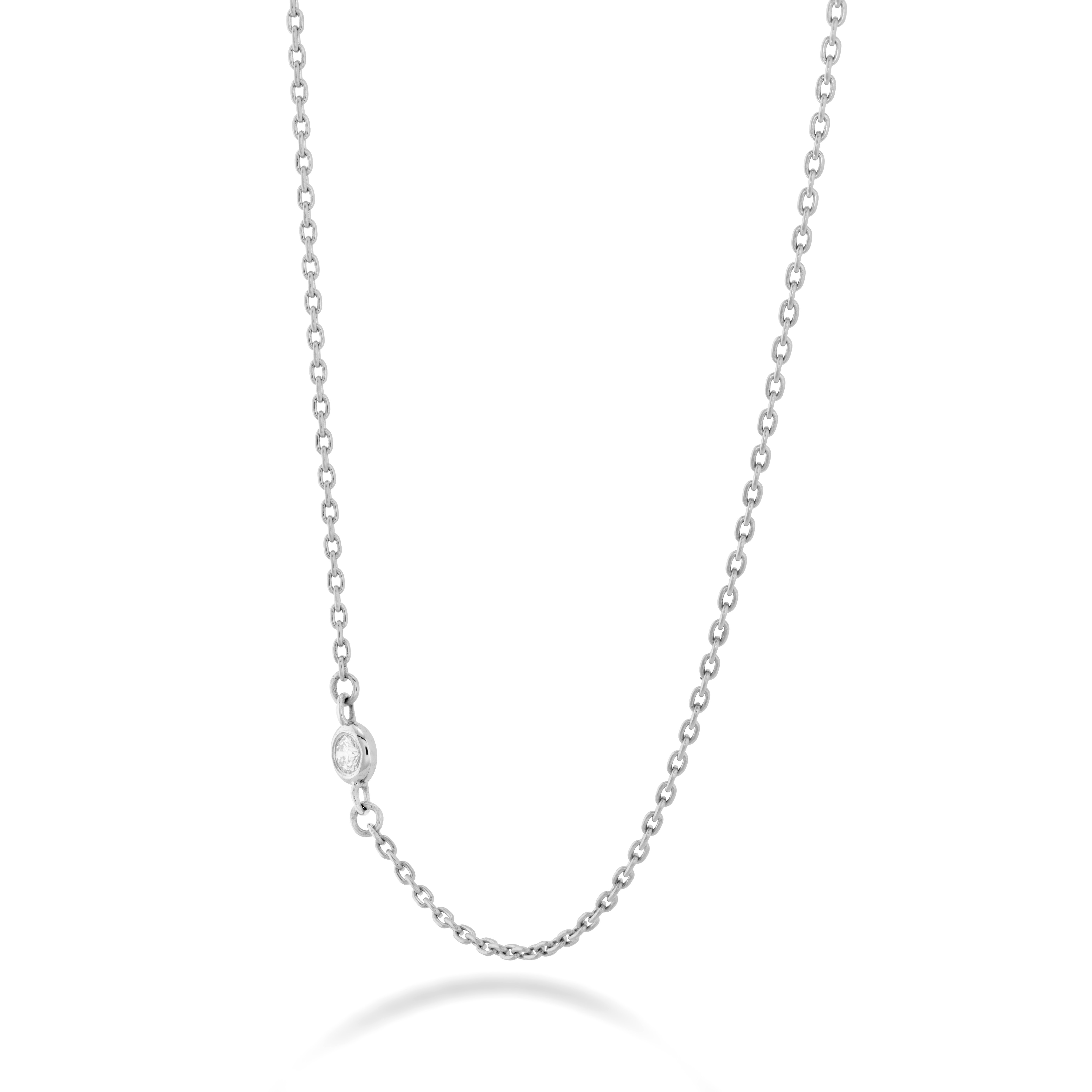 0.02 ctw. HOF Signature Off-Set Single Bezel Necklace in 18K Rose Gold-2