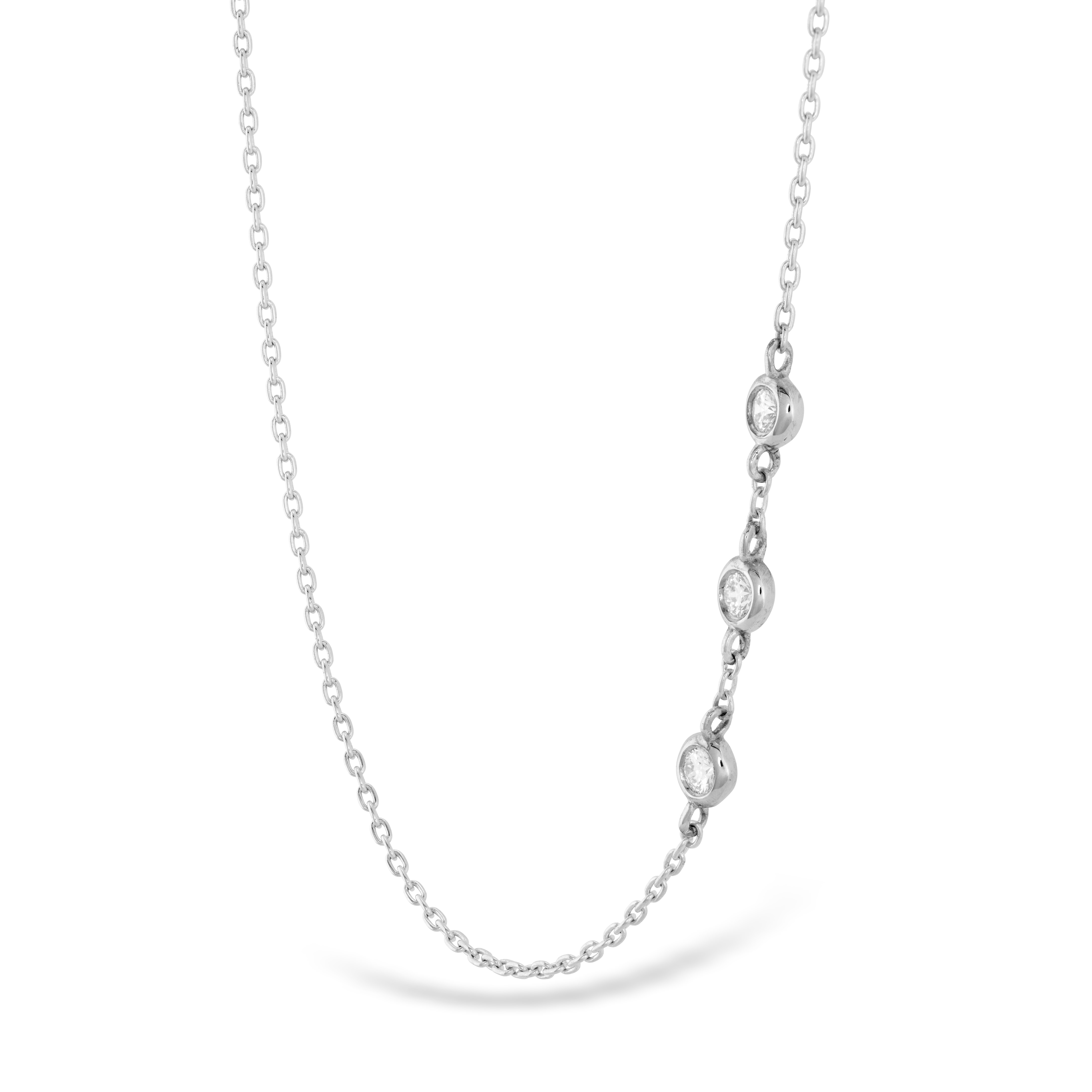 0.05 ctw. HOF Signature Off-Set Triple Bezel Necklace in 18K Rose and White Gold