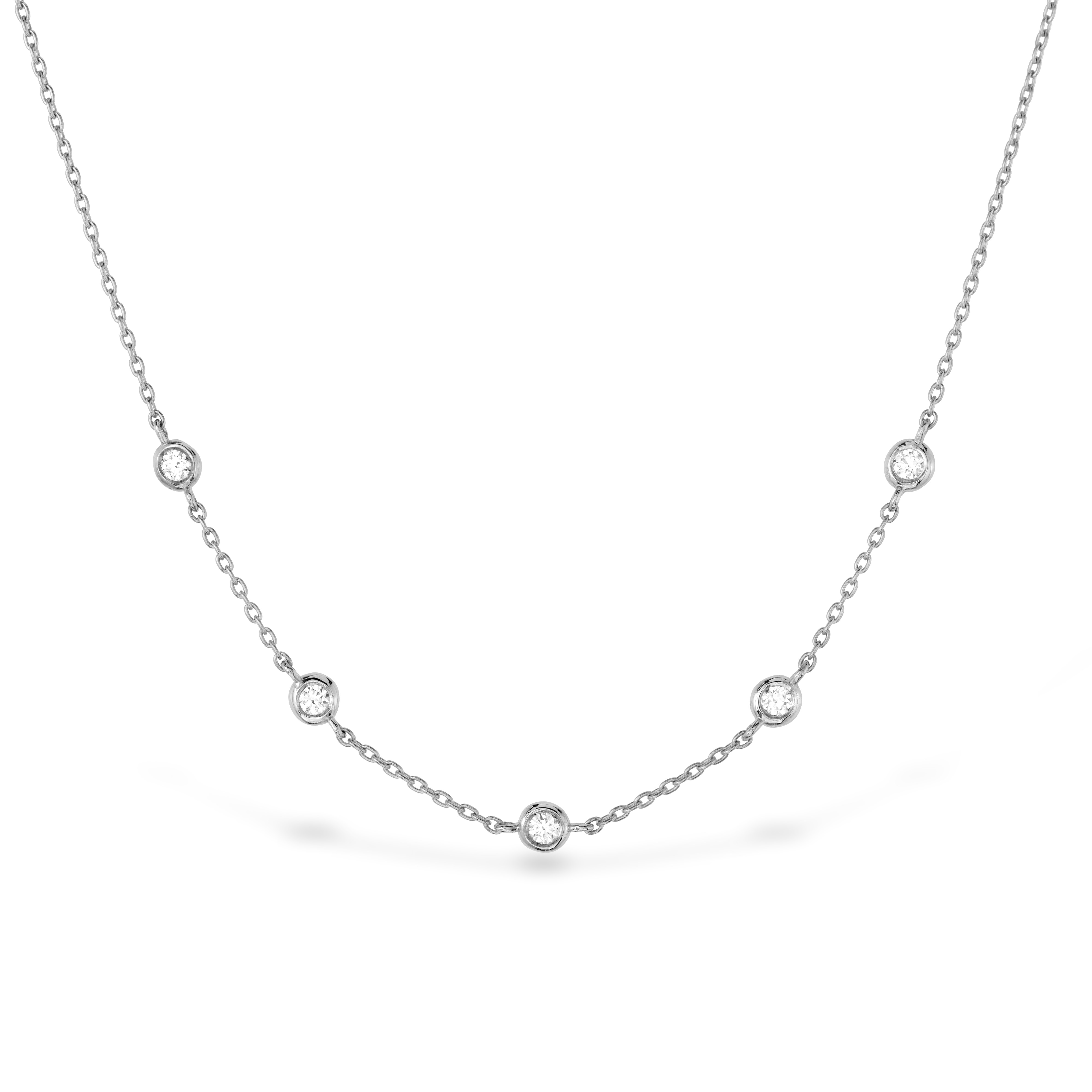0.08 ctw. HOF Signature Off-Set Five Bezel Necklace in 18K White Gold