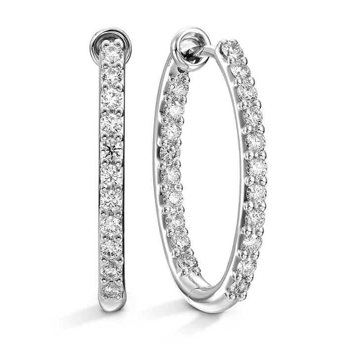 0.66 ctw. HOF Oval Classic Diamond Hoop Inside-Out - Medium in 18K White Gold