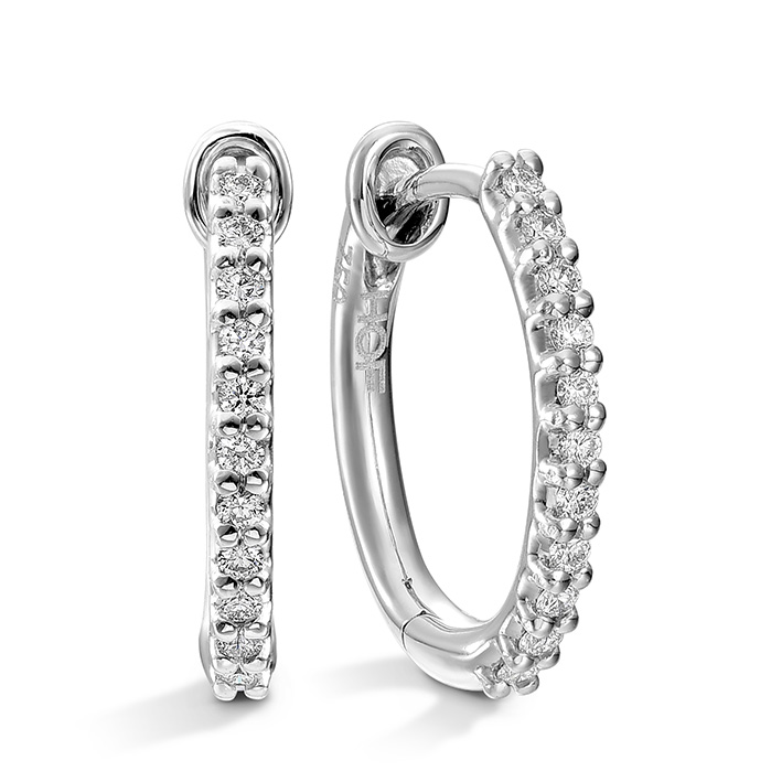 0.09 ctw. HOF Oval Classic Diamond Hoop - Small in 18K White Gold