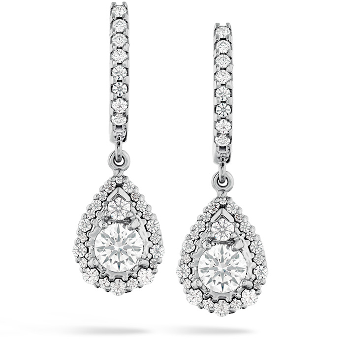 0.9 ctw. HOF Teardrop Halo Drop Earrings in 18K Yellow Gold
