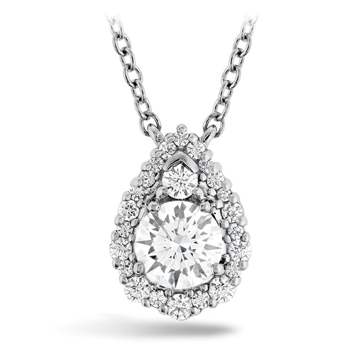 0.55 ctw. HOF Teardrop halo Pendant in 18K White Gold