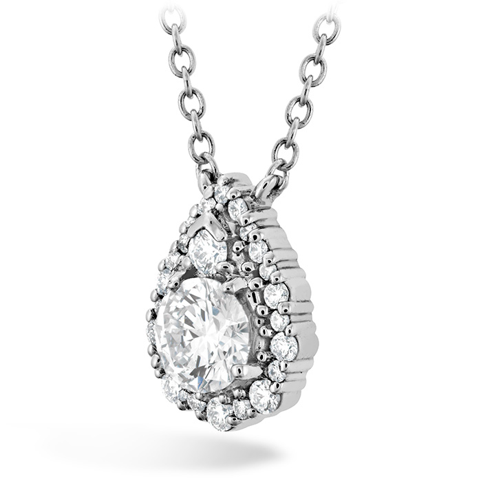 0.55 ctw. HOF Teardrop halo Pendant in 18K White Gold