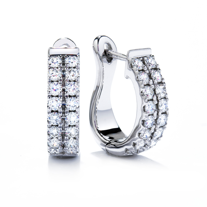 0.75 ctw. Classic Double Row Hoop Earrings in 18K White Gold