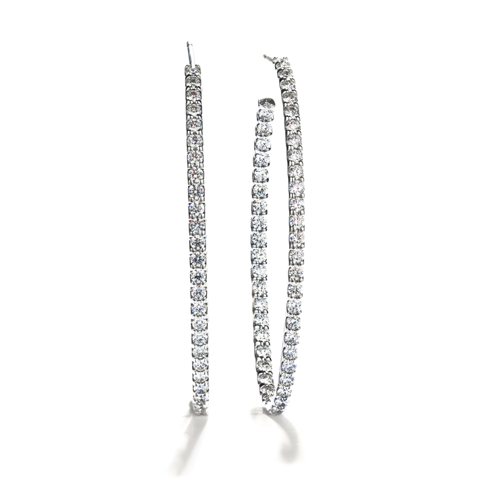 1.85 ctw. Hoopla Oval Hoop Earrings in 18K White Gold