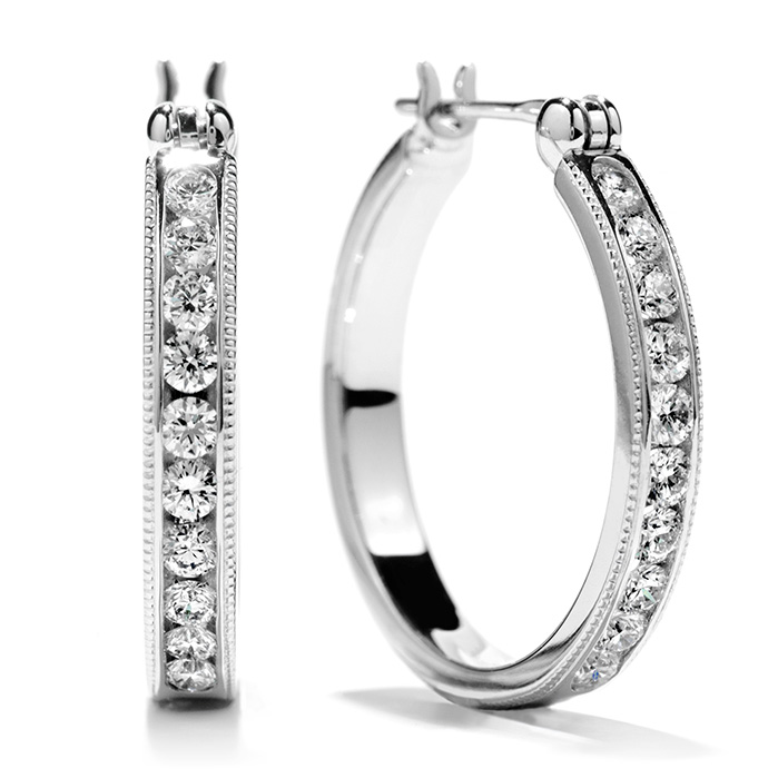 0.4 ctw. Milgrain Hoop Earrings in 18K White Gold